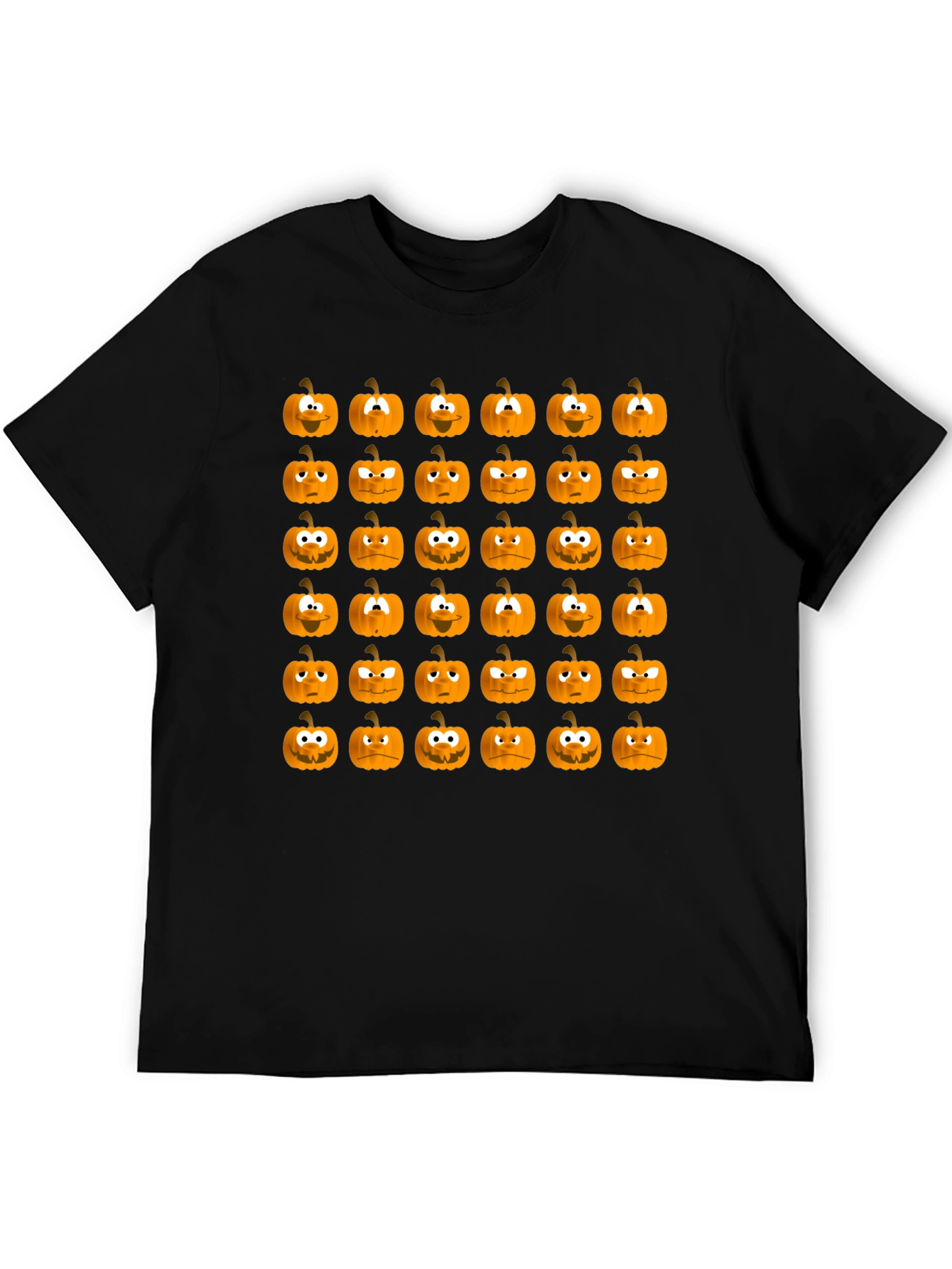 Spooky Pumpkin Face Pattern Halloween T-Shirt