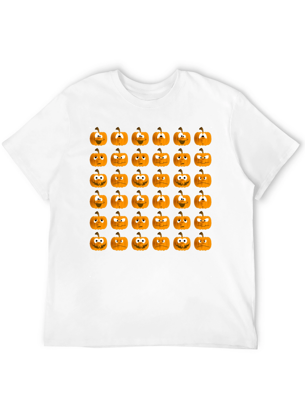 Spooky Pumpkin Face Pattern Halloween T-Shirt