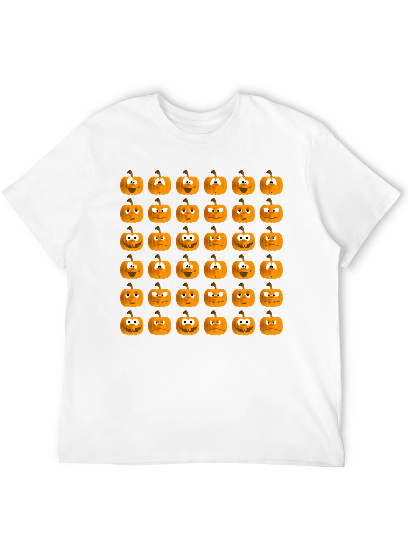 Spooky Pumpkin Face Pattern Halloween T-Shirt