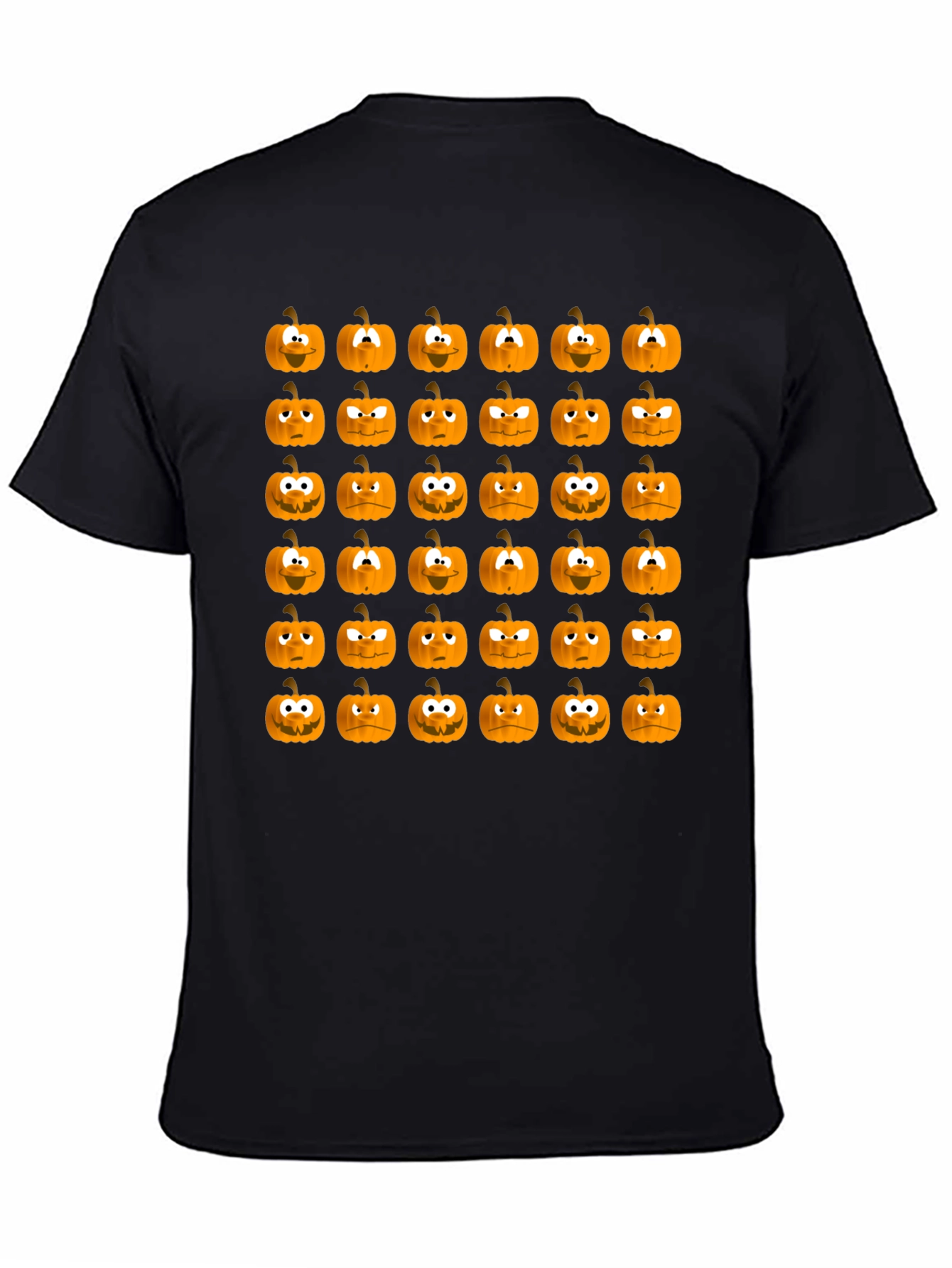 Spooky Pumpkin Face Pattern Halloween T-Shirt