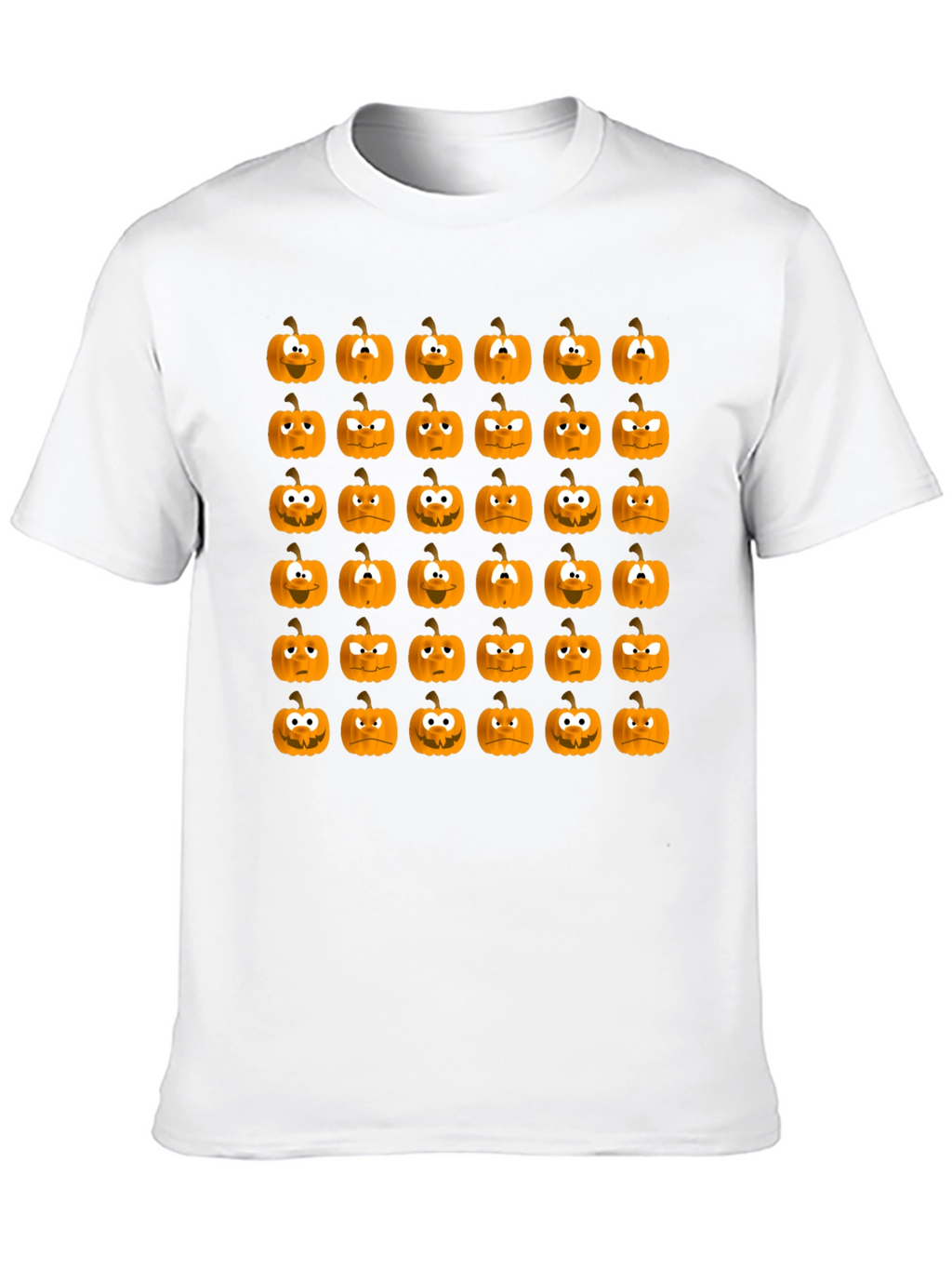 Spooky Pumpkin Face Pattern Halloween T-Shirt