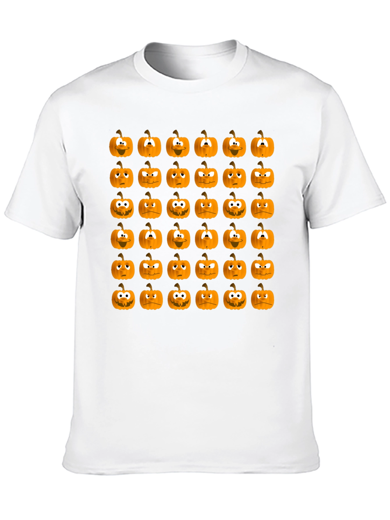 Spooky Pumpkin Face Pattern Halloween T-Shirt