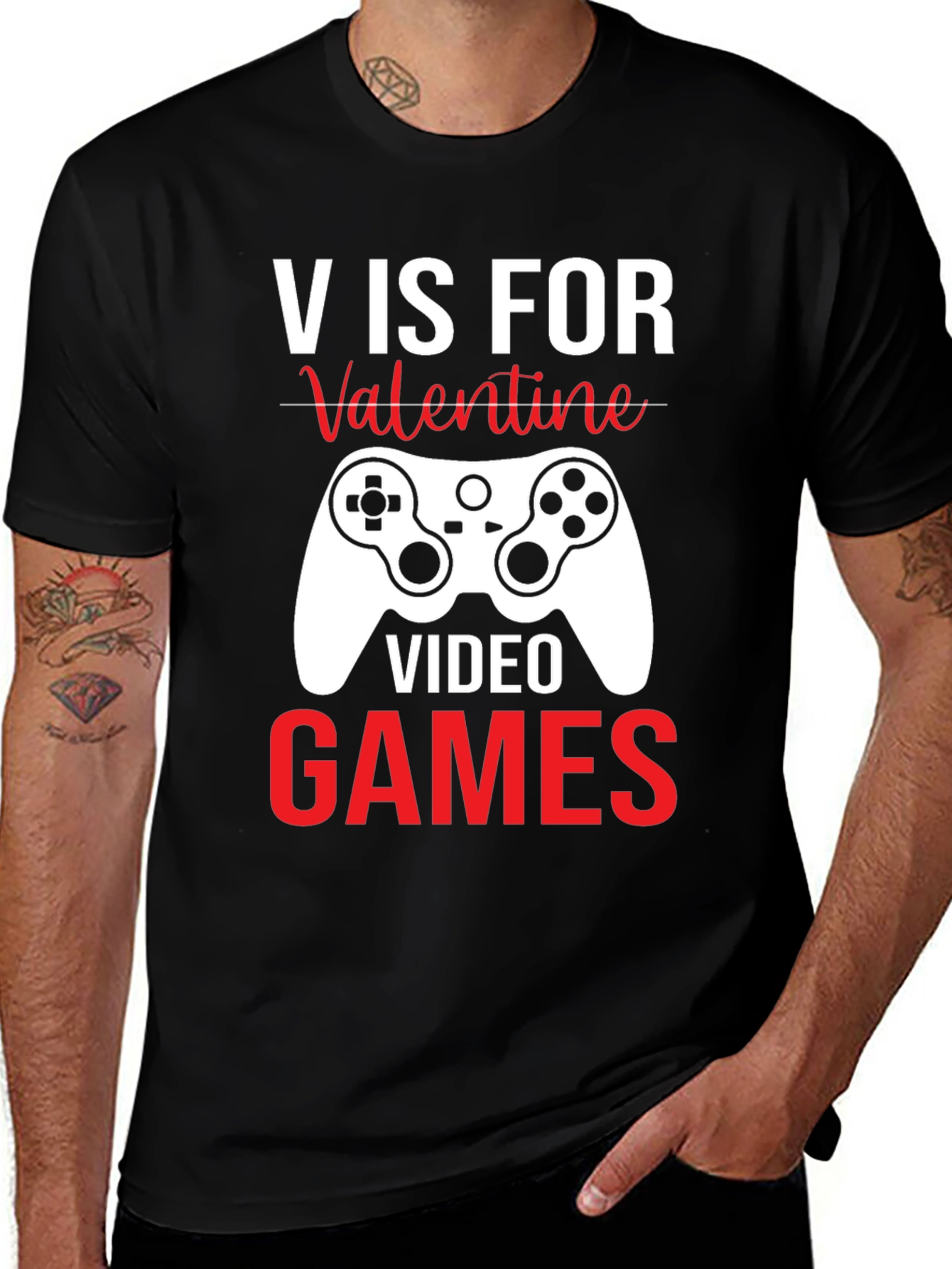 Valentines Day Gamer T-Shirt - V is for Video Games
