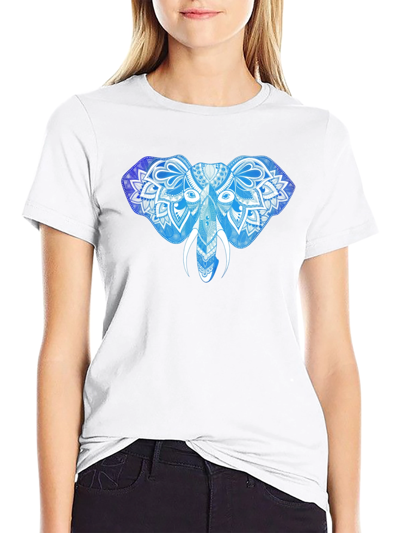 Elephant Mandala Graphic Print T-Shirt