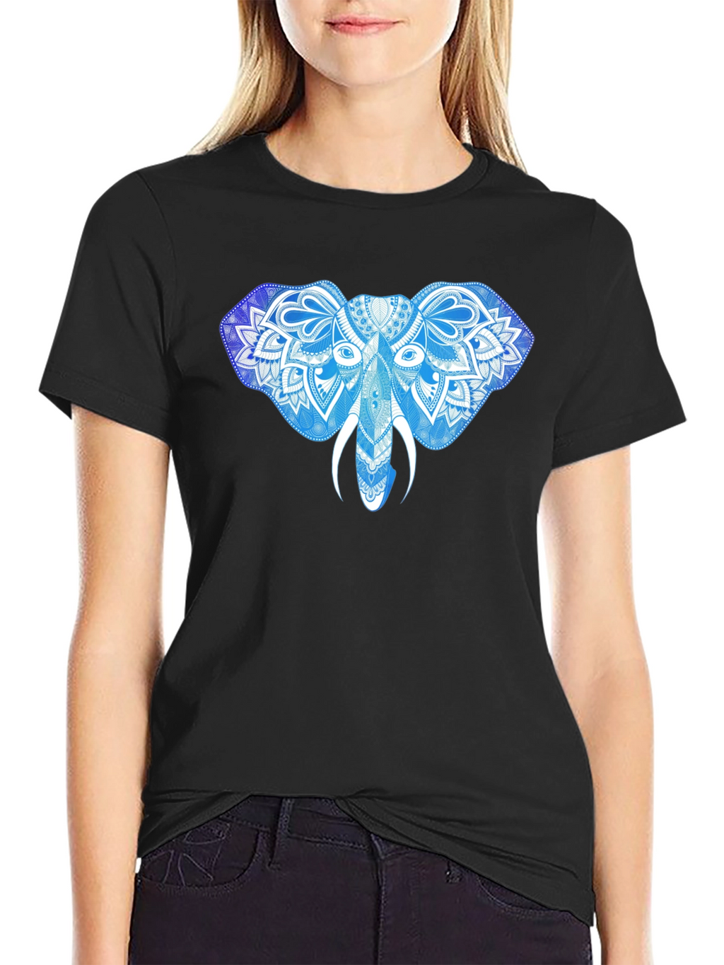 Elephant Mandala Graphic Print T-Shirt