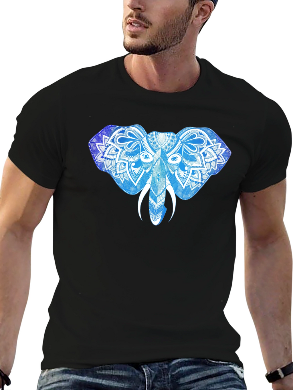 Elephant Mandala Graphic Print T-Shirt