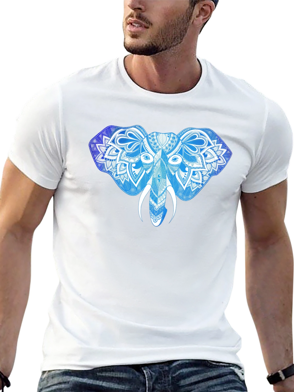 Elephant Mandala Graphic Print T-Shirt