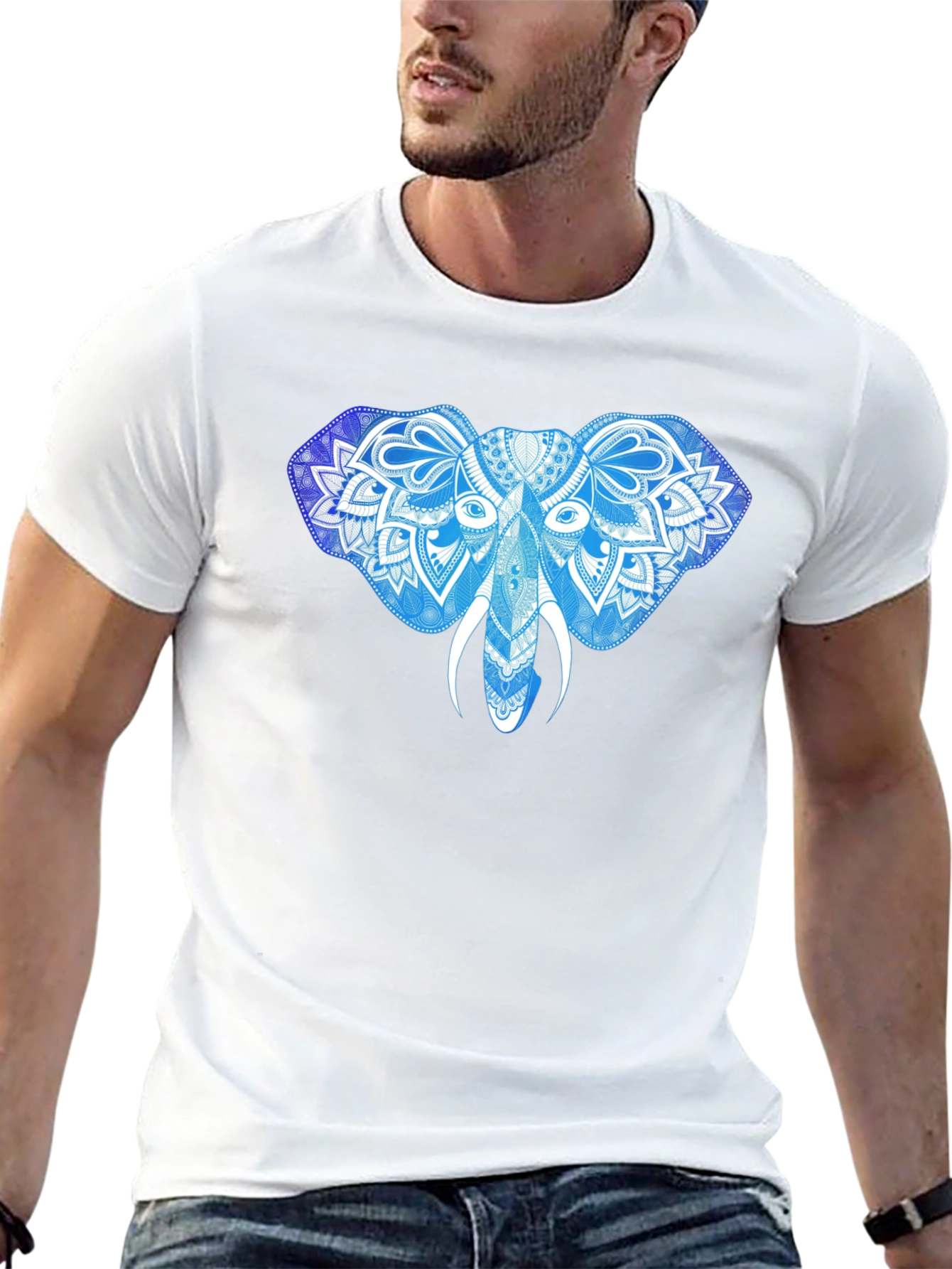 Elephant Mandala Graphic Print T-Shirt