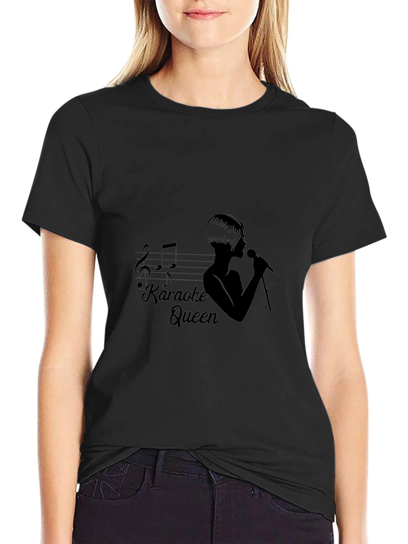 Karaoke Queen Black Graphic T-Shirt