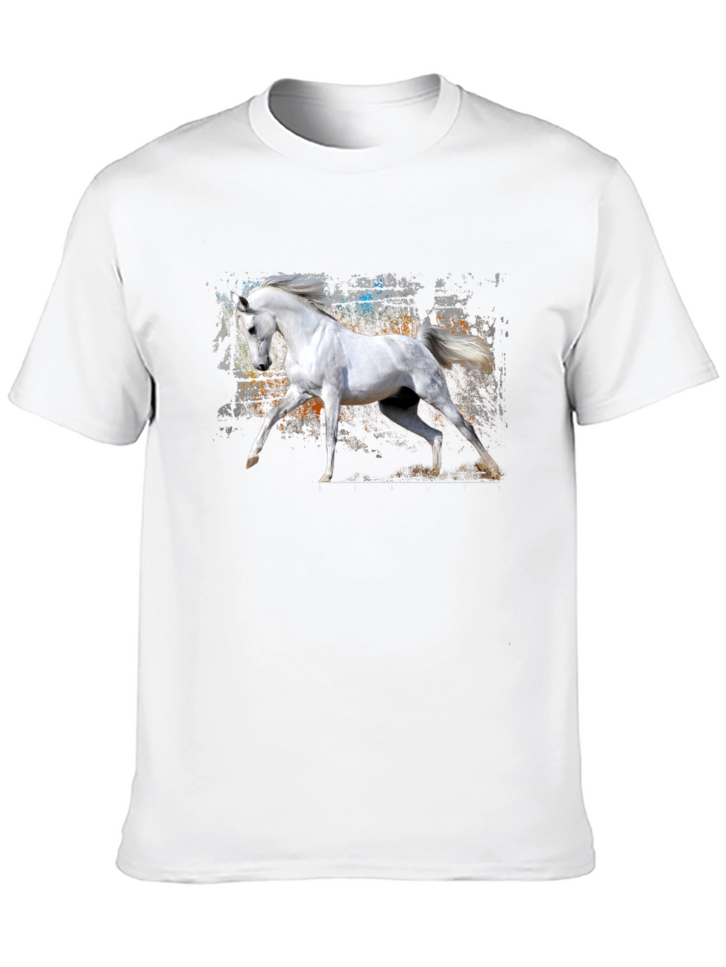 White Horse Graphic Black T-Shirt