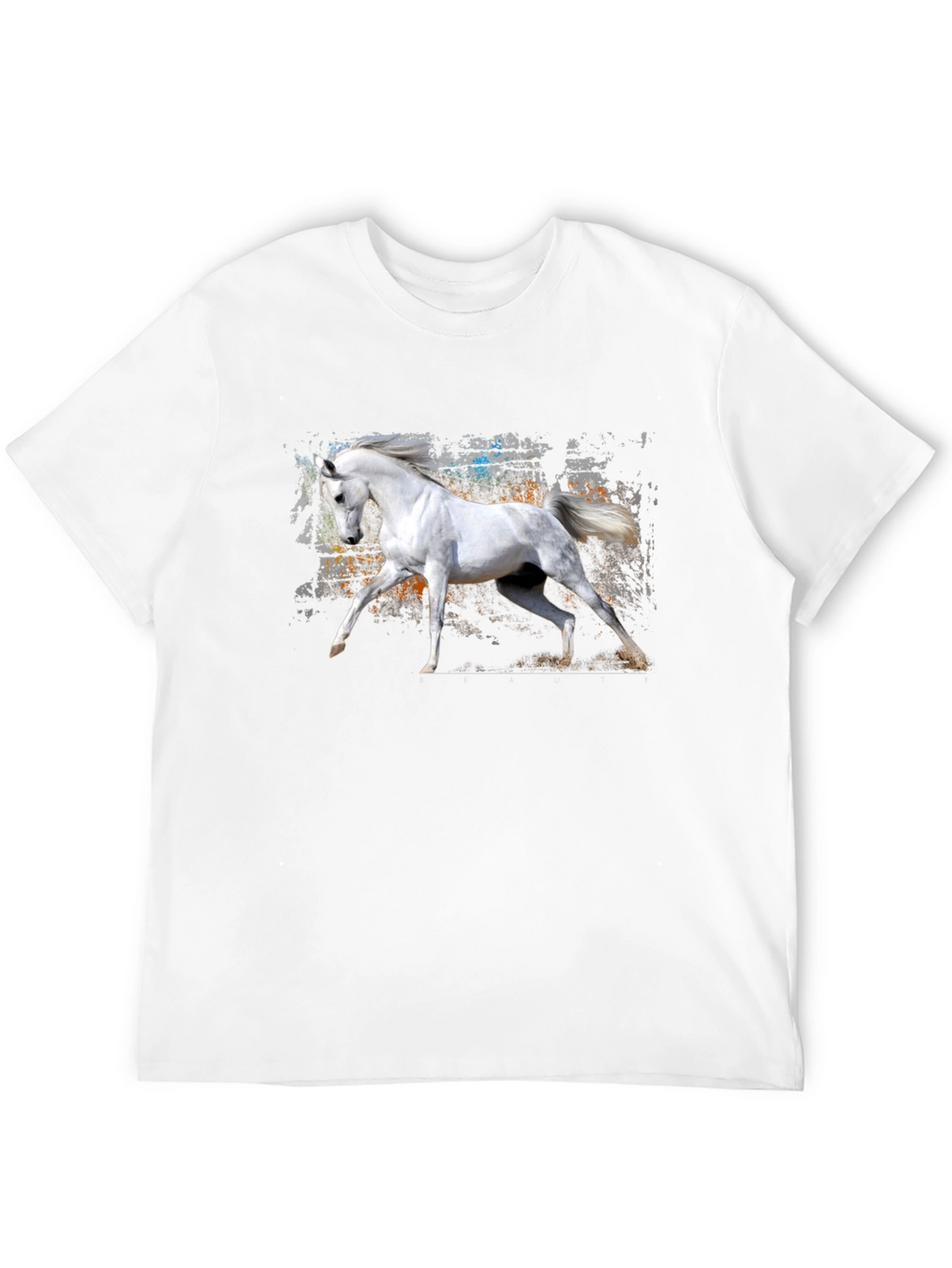 White Horse Graphic Black T-Shirt
