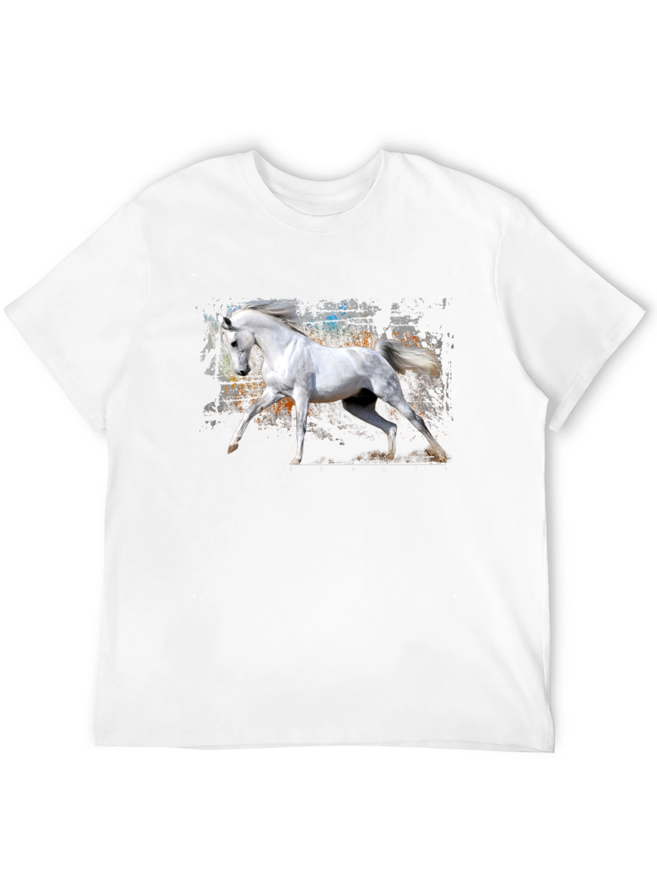 White Horse Graphic Black T-Shirt