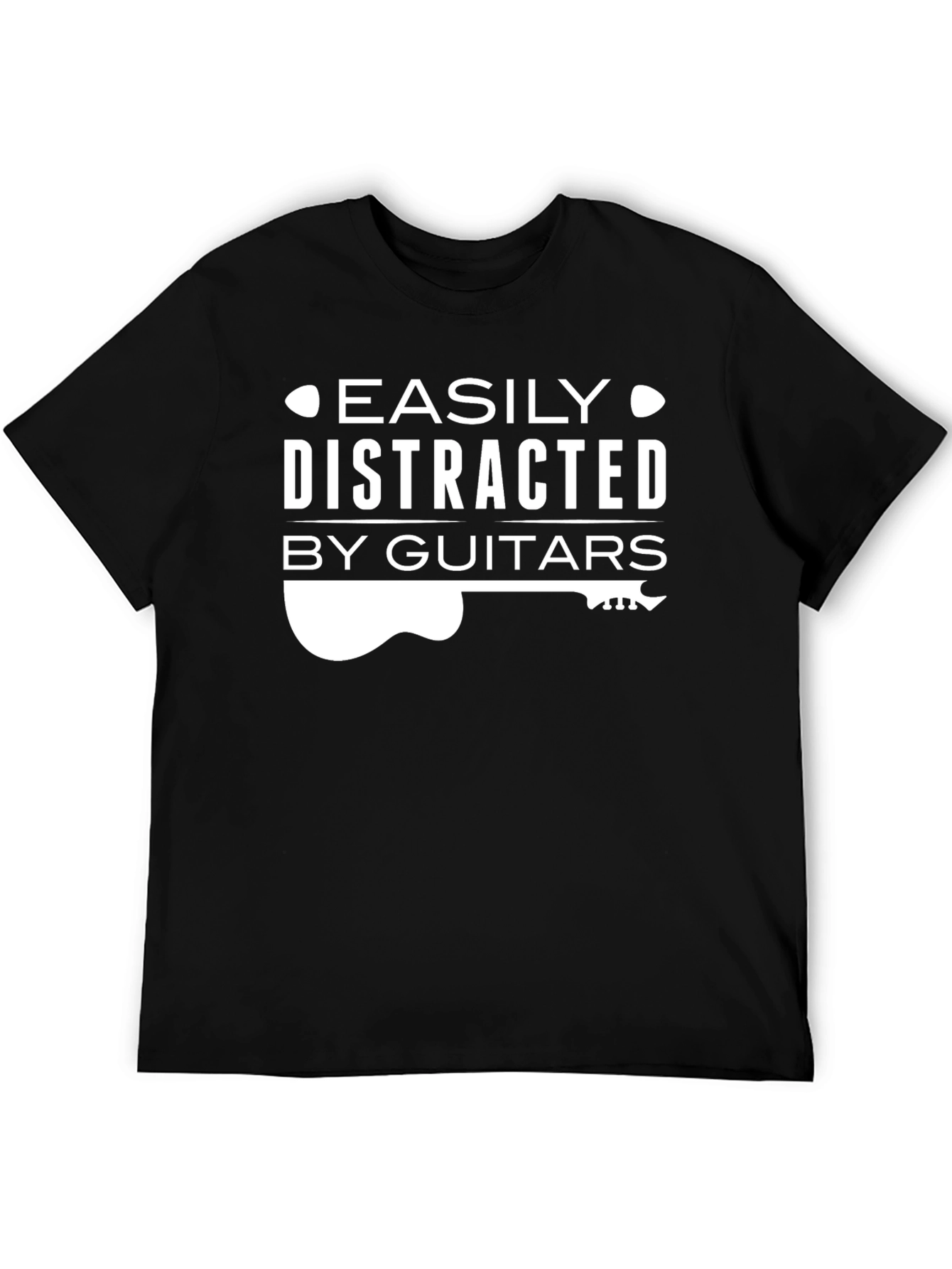 Easily Distracted By Guitars Black T-Shirt