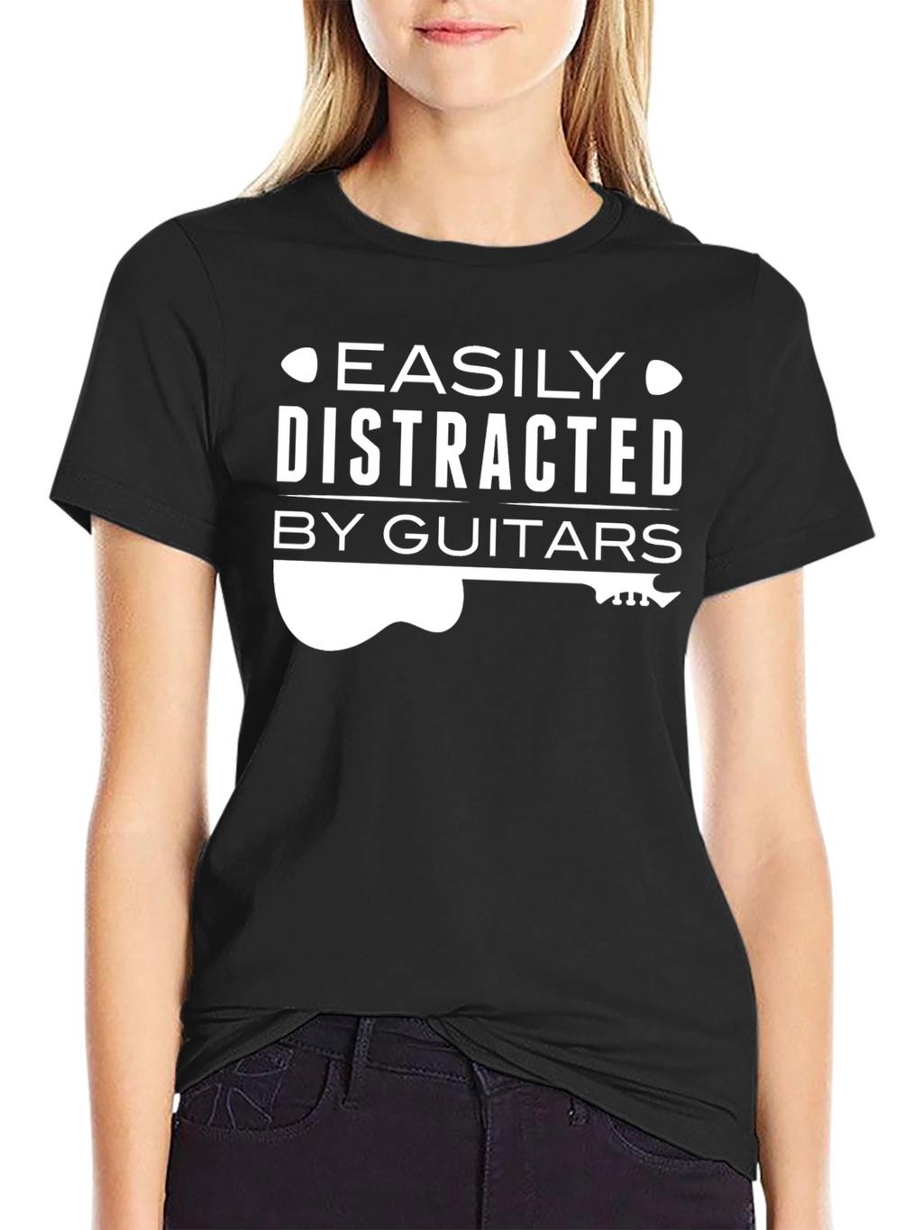 Easily Distracted By Guitars Black T-Shirt