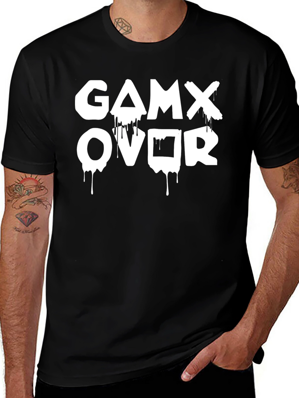 Game Over Dripping Print T-Shirt
