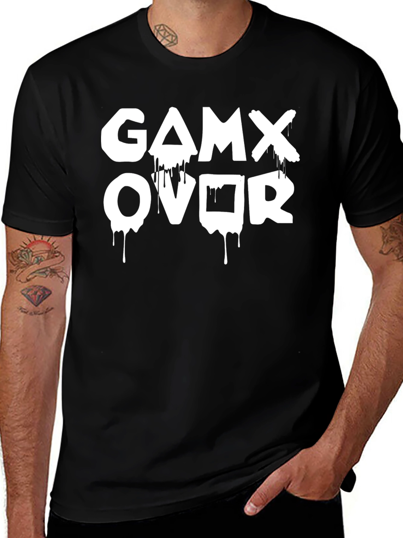 Game Over Dripping Print T-Shirt
