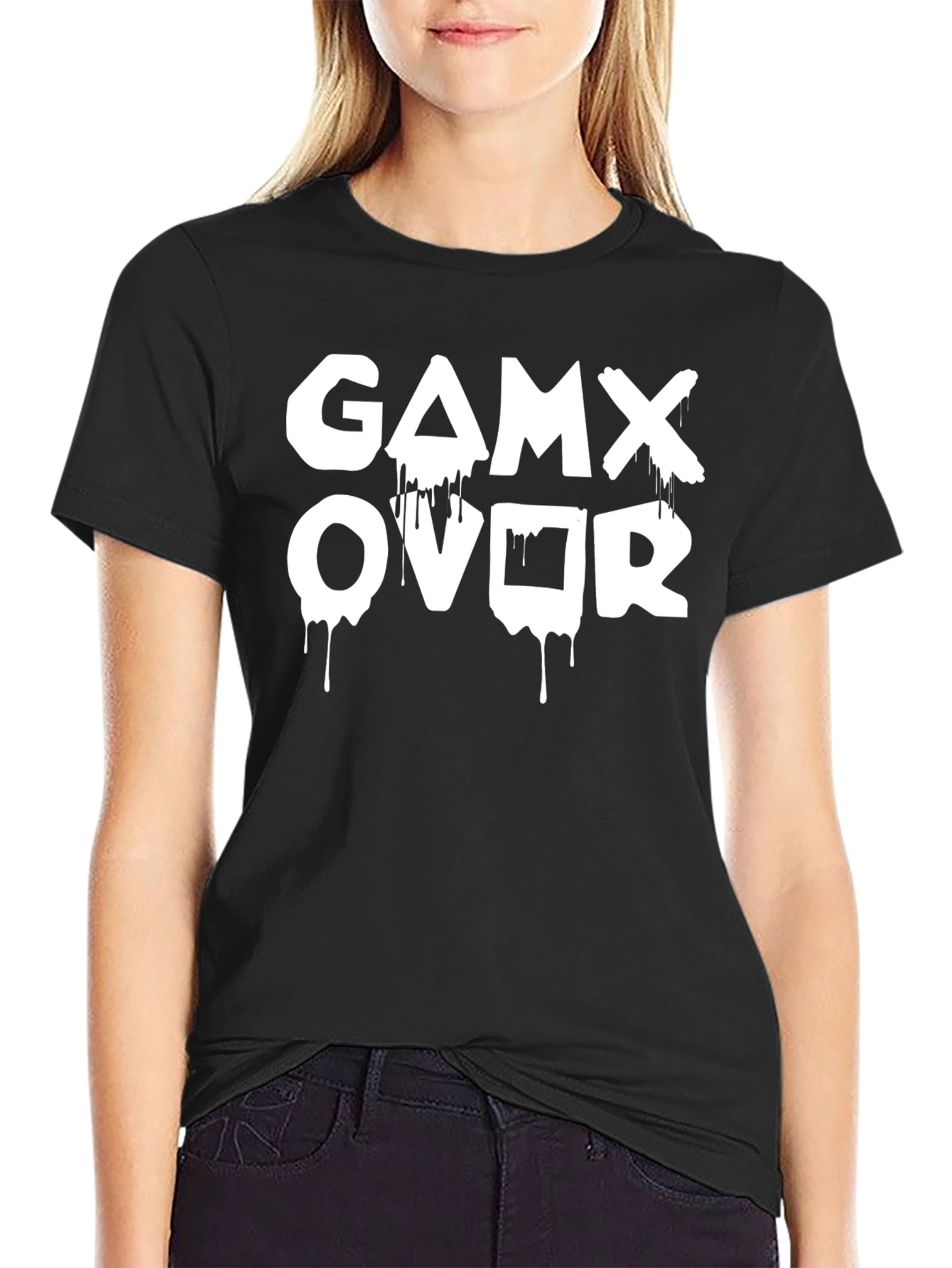 Game Over Dripping Print T-Shirt