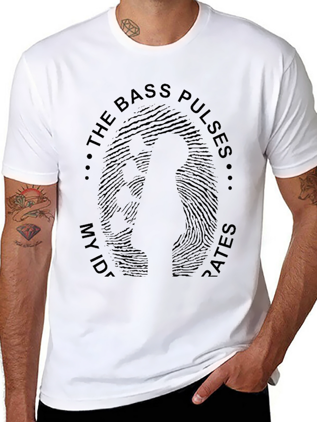 Bass Pulses Mens Black Graphic Tee
