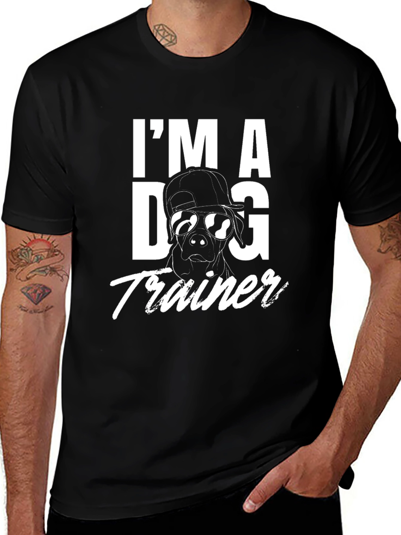 Dog Trainer Graphic Tee - Black Cotton Shirt