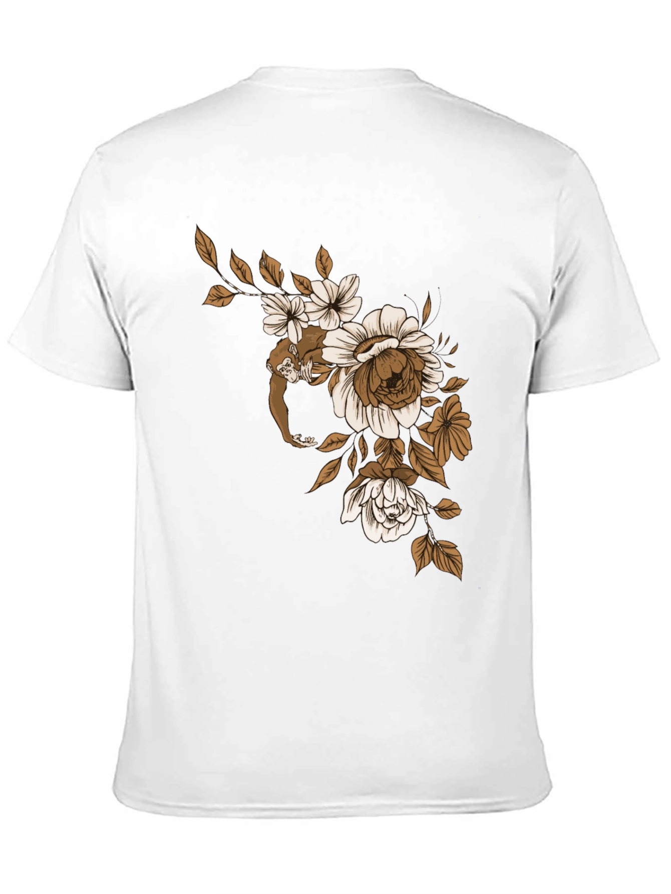 Monkey Floral Graphic Black T-Shirt