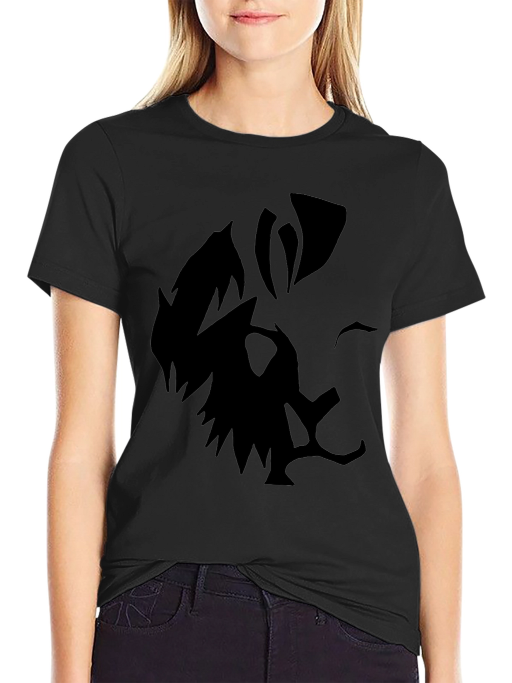 Mens Black Graphic Tee - Abstract Face Design