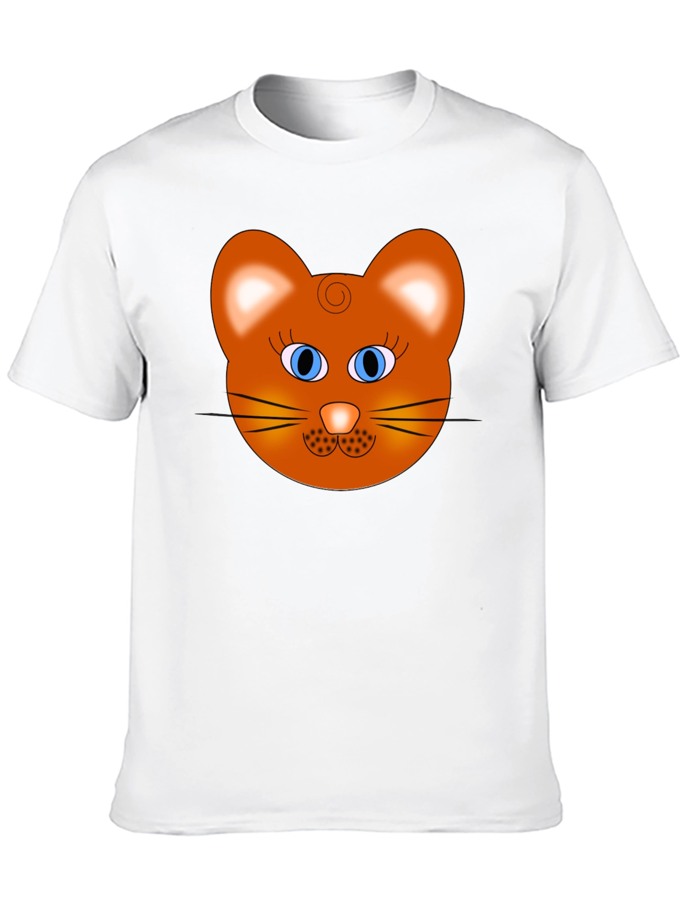 Cartoon Cat Face Graphic T-Shirt