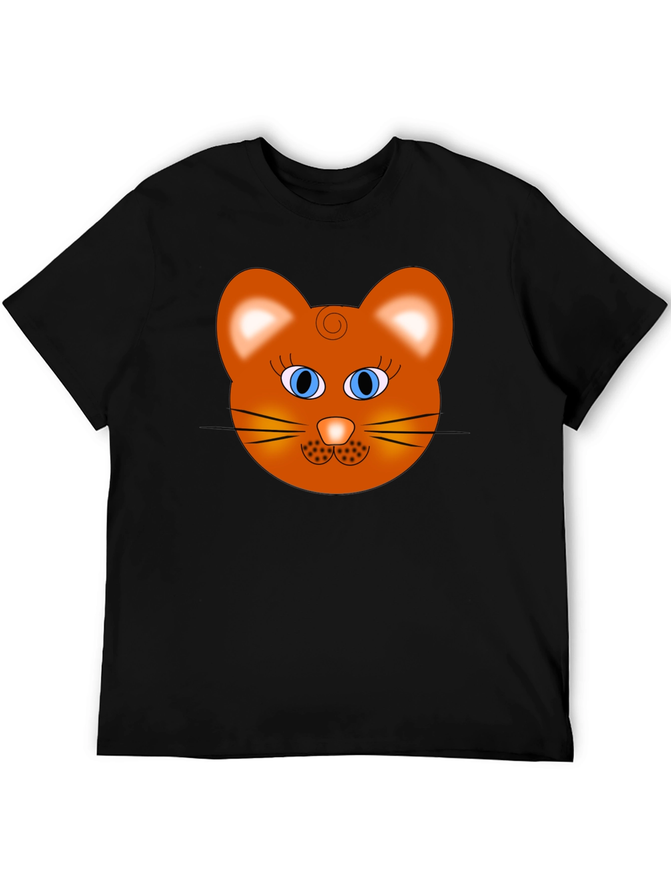 Cartoon Cat Face Graphic T-Shirt