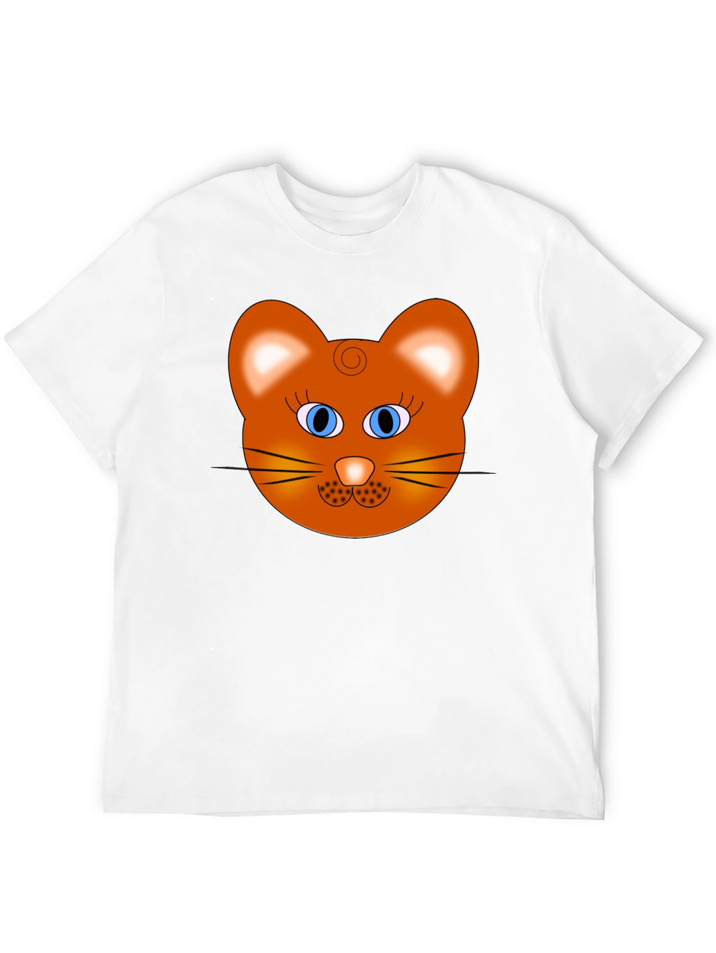 Cartoon Cat Face Graphic T-Shirt