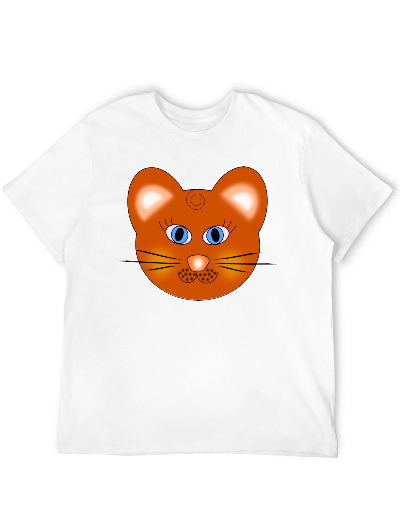 Cartoon Cat Face Graphic T-Shirt
