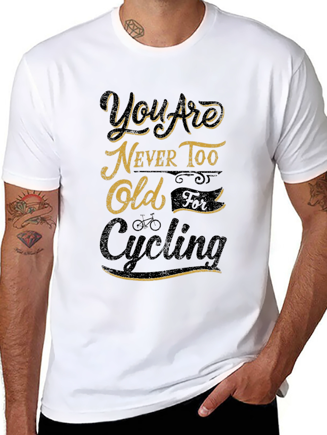 Youre Never Too Old Cycling Black Graphic T-Shirt