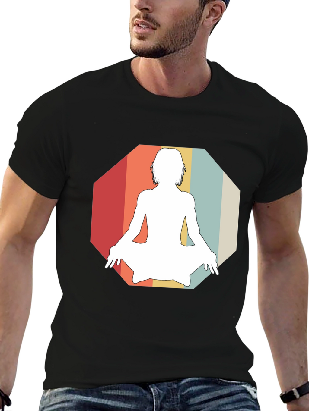 Retro Yoga Silhouette Graphic Tee