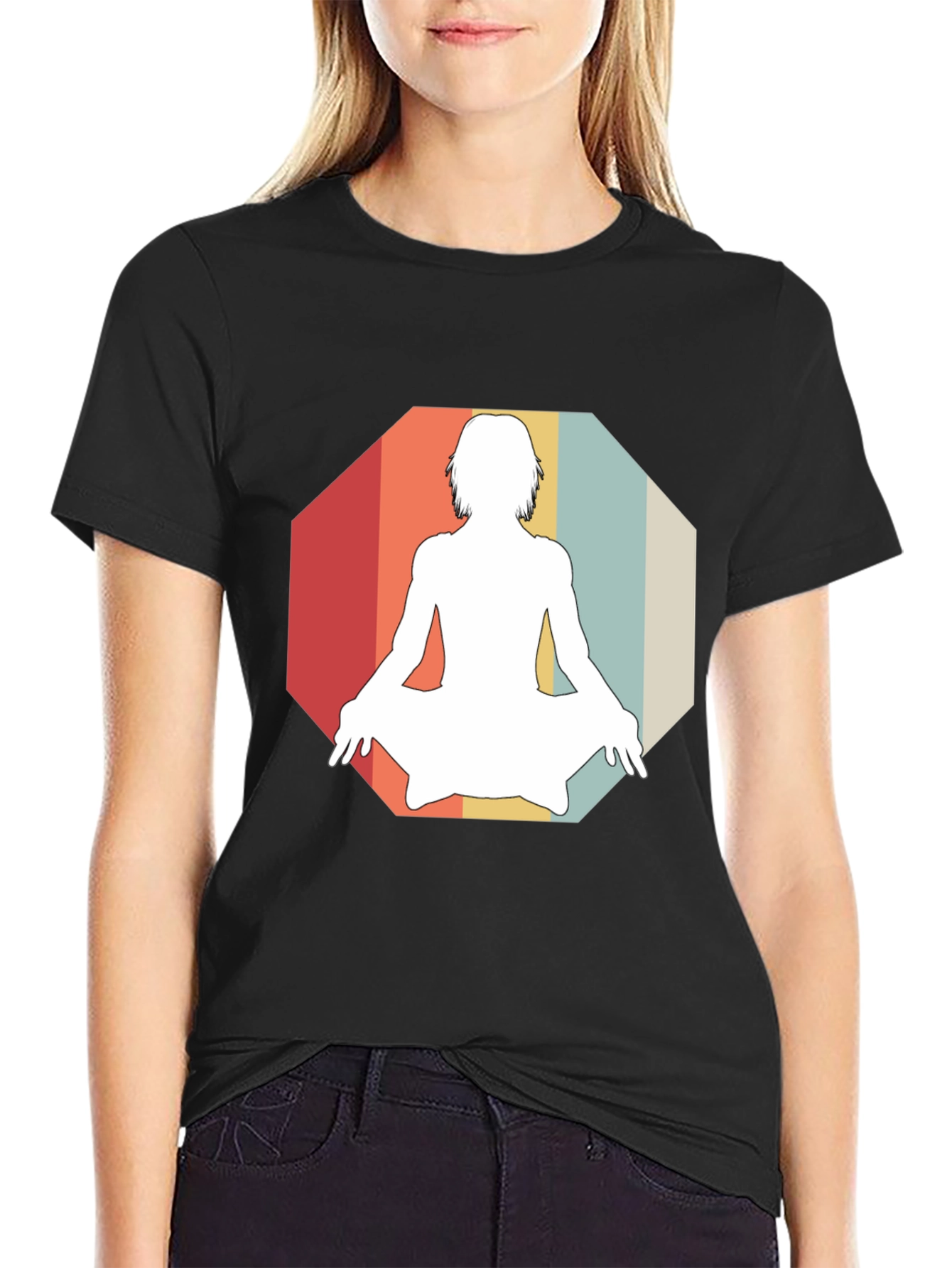 Retro Yoga Silhouette Graphic Tee