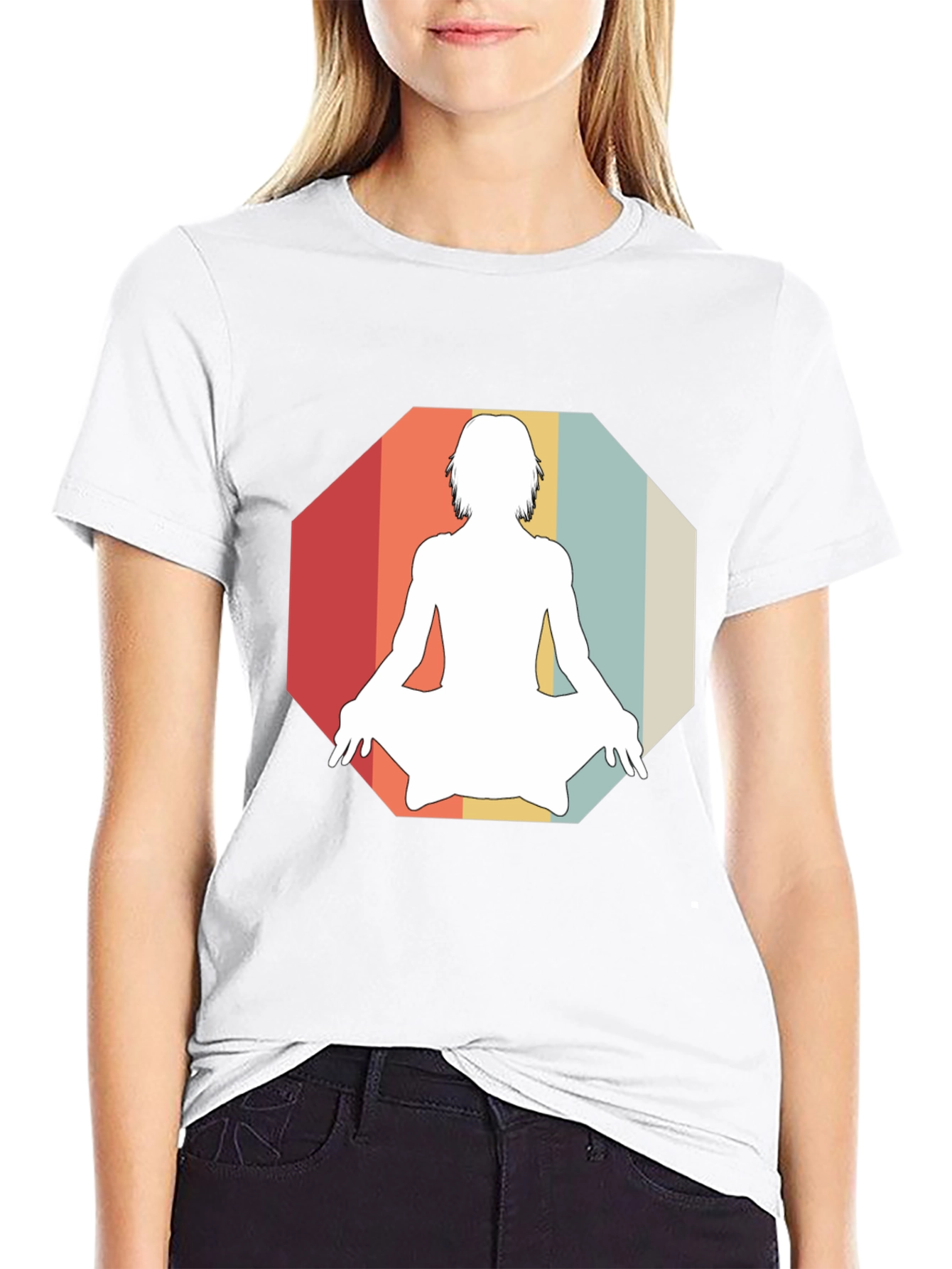 Retro Yoga Silhouette Graphic Tee