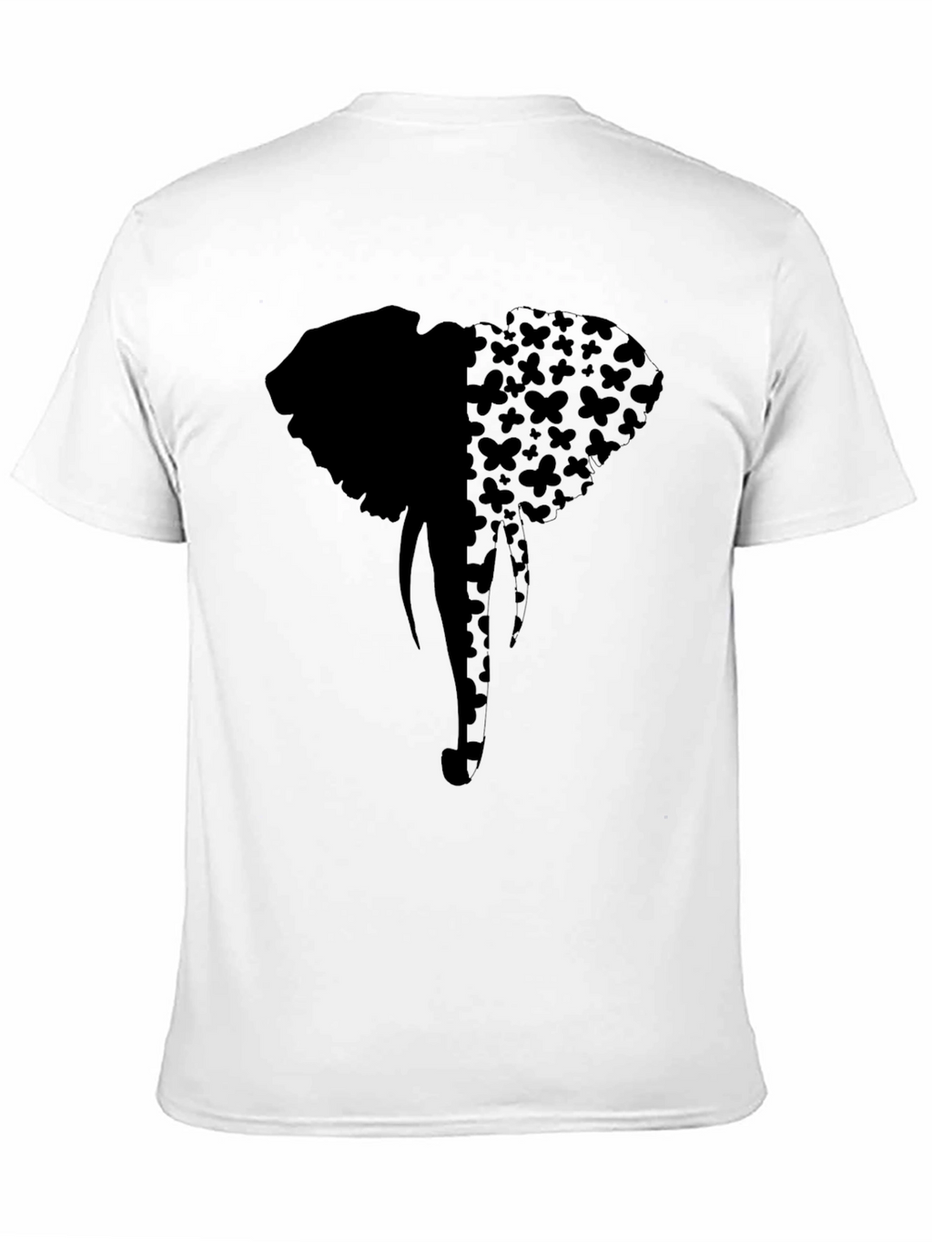 Elephant Butterfly Print Tee - Stylish Black Graphic T-Shirt