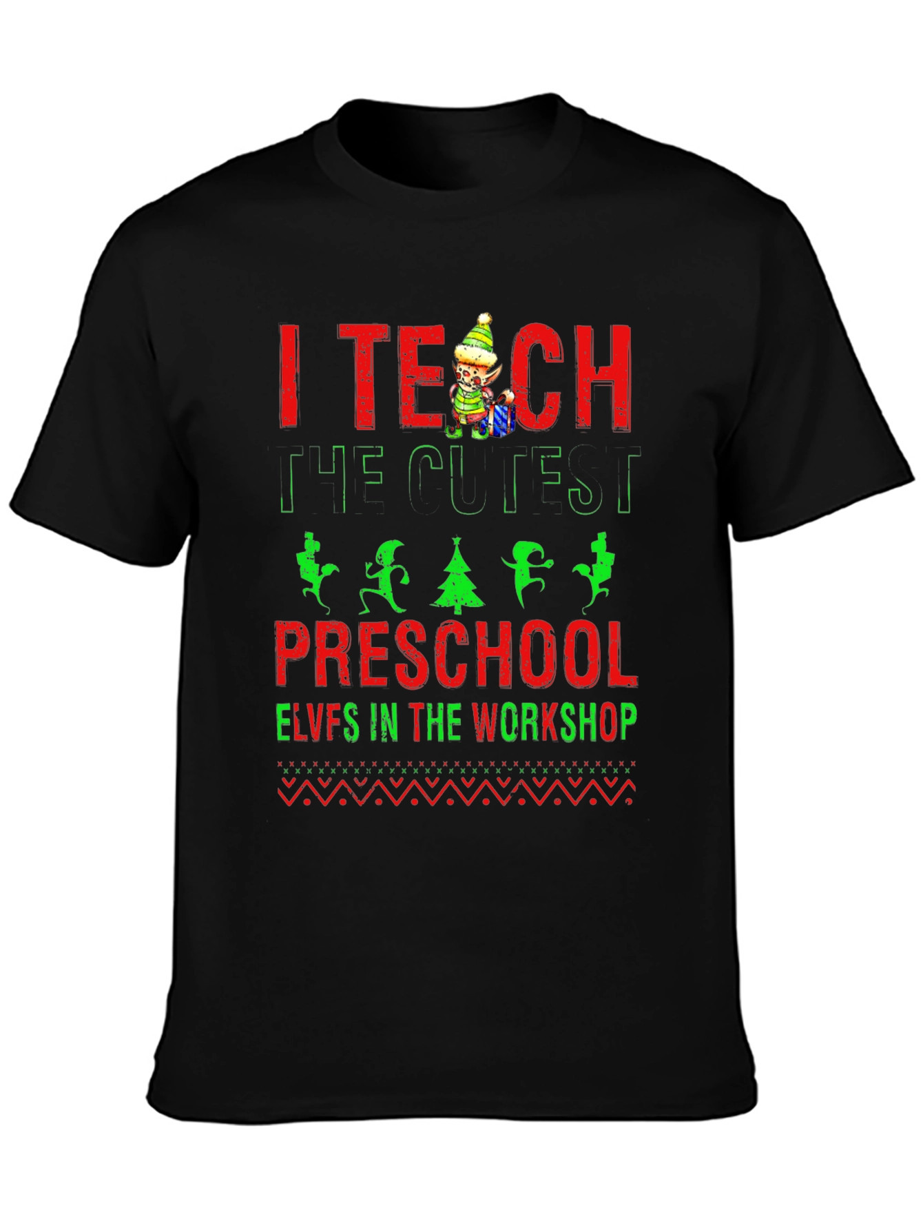 I Teach Preschool Elves in the Workshop Christmas T-Shirt