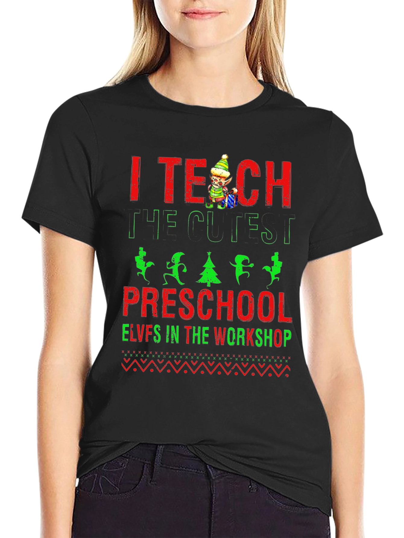 I Teach Preschool Elves in the Workshop Christmas T-Shirt