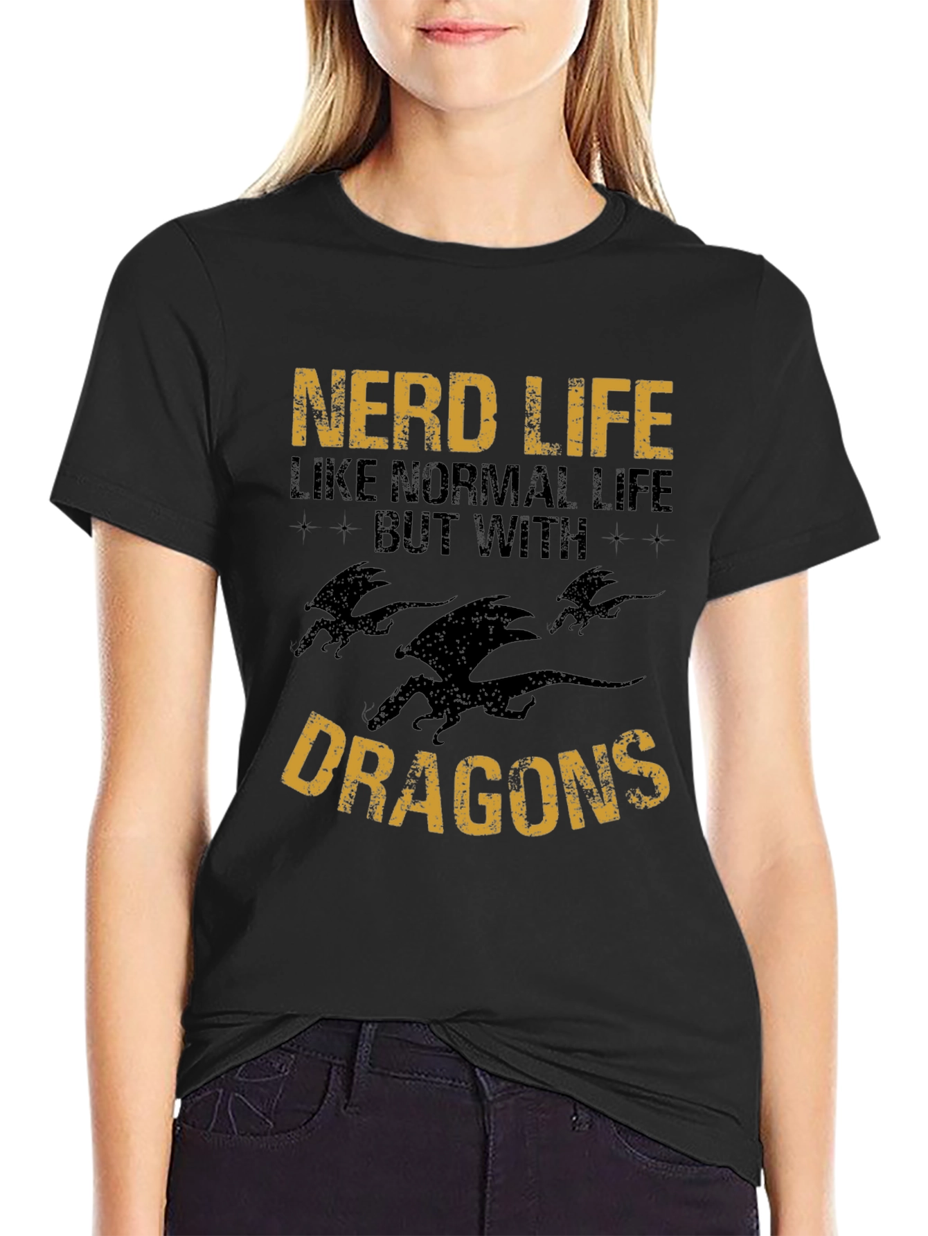 Nerd Life Dragon Graphic Tee - Mens Short Sleeve Shirt