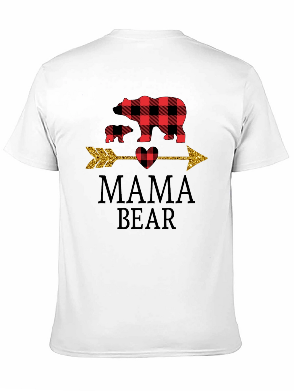 Mama Bear Graphic Tee - Cute Plaid Bear Design