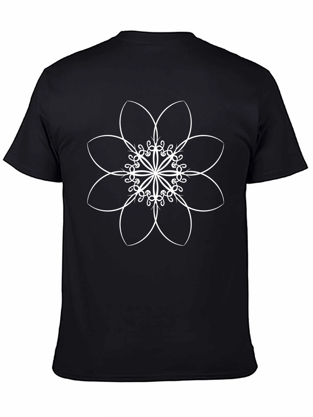 Black T-Shirt with White Floral Design