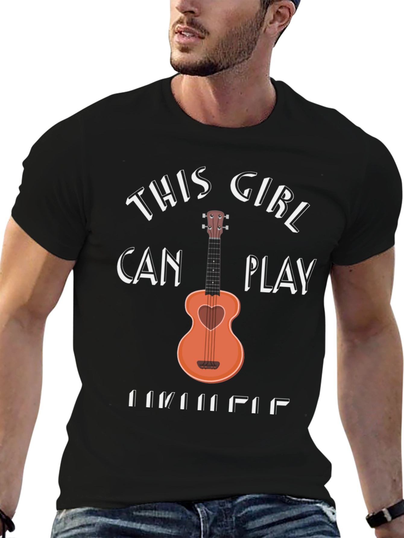 This Girl Can Play Ukulele Black T-Shirt