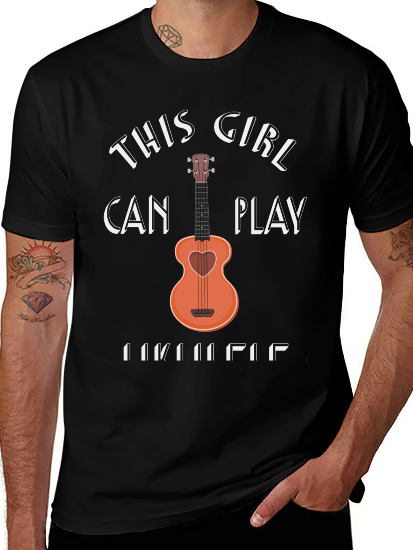 This Girl Can Play Ukulele Black T-Shirt