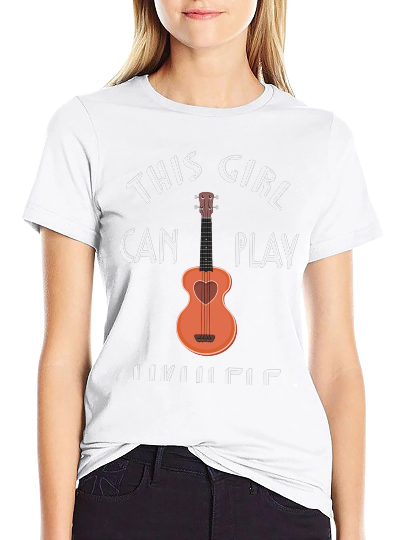 This Girl Can Play Ukulele Black T-Shirt
