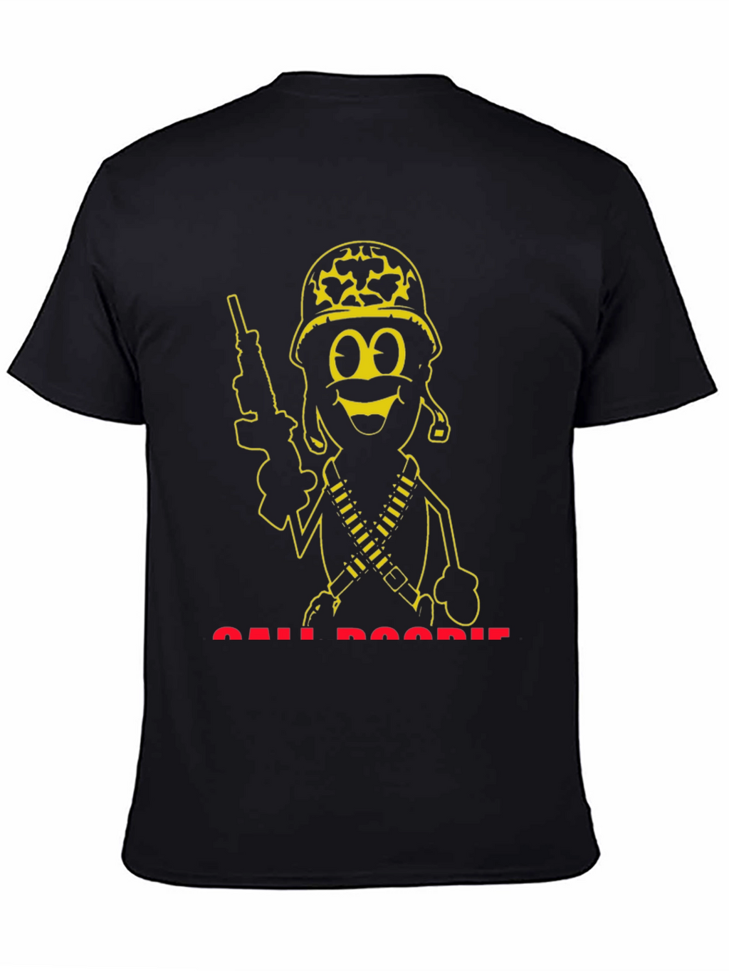 Cartoon Soldier Graphic Tee - Black T-Shirt