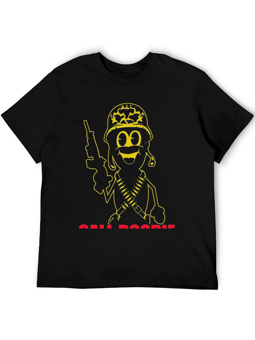 Cartoon Soldier Graphic Tee - Black T-Shirt