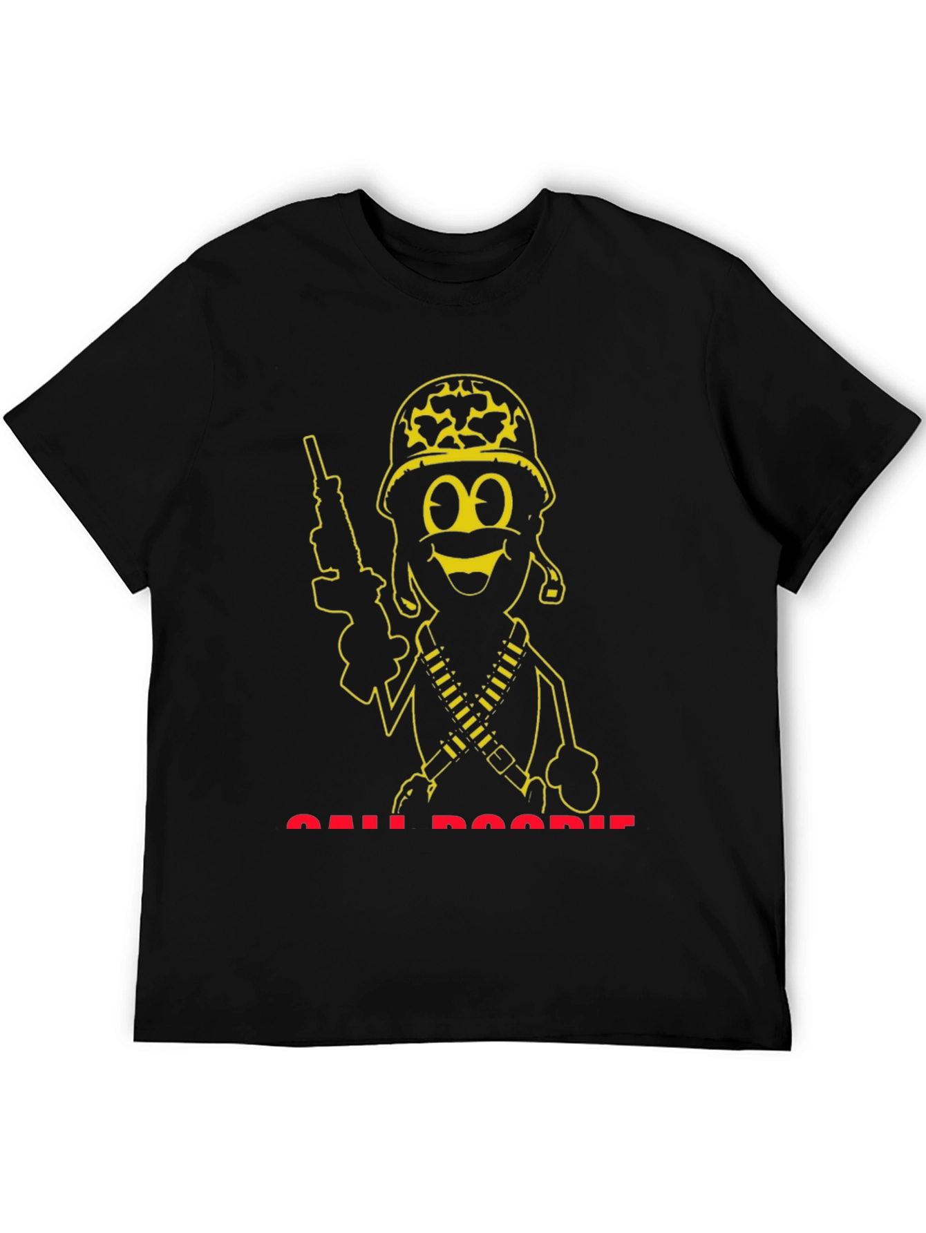 Cartoon Soldier Graphic Tee - Black T-Shirt