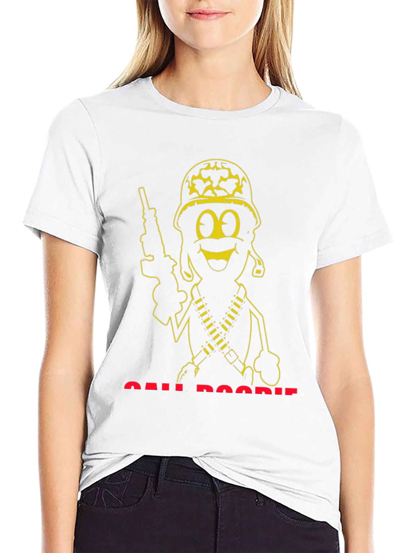 Cartoon Soldier Graphic Tee - Black T-Shirt