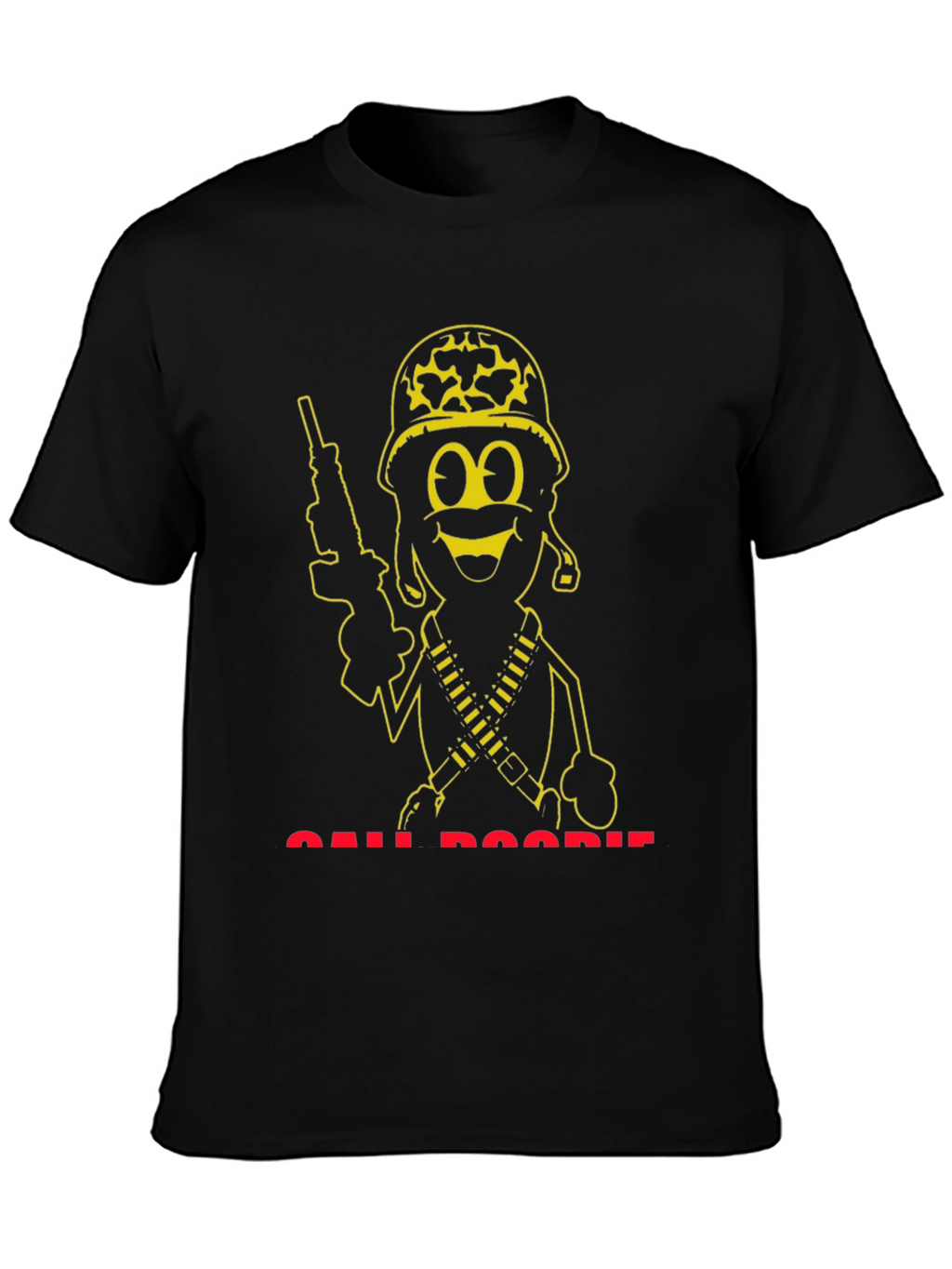 Cartoon Soldier Graphic Tee - Black T-Shirt