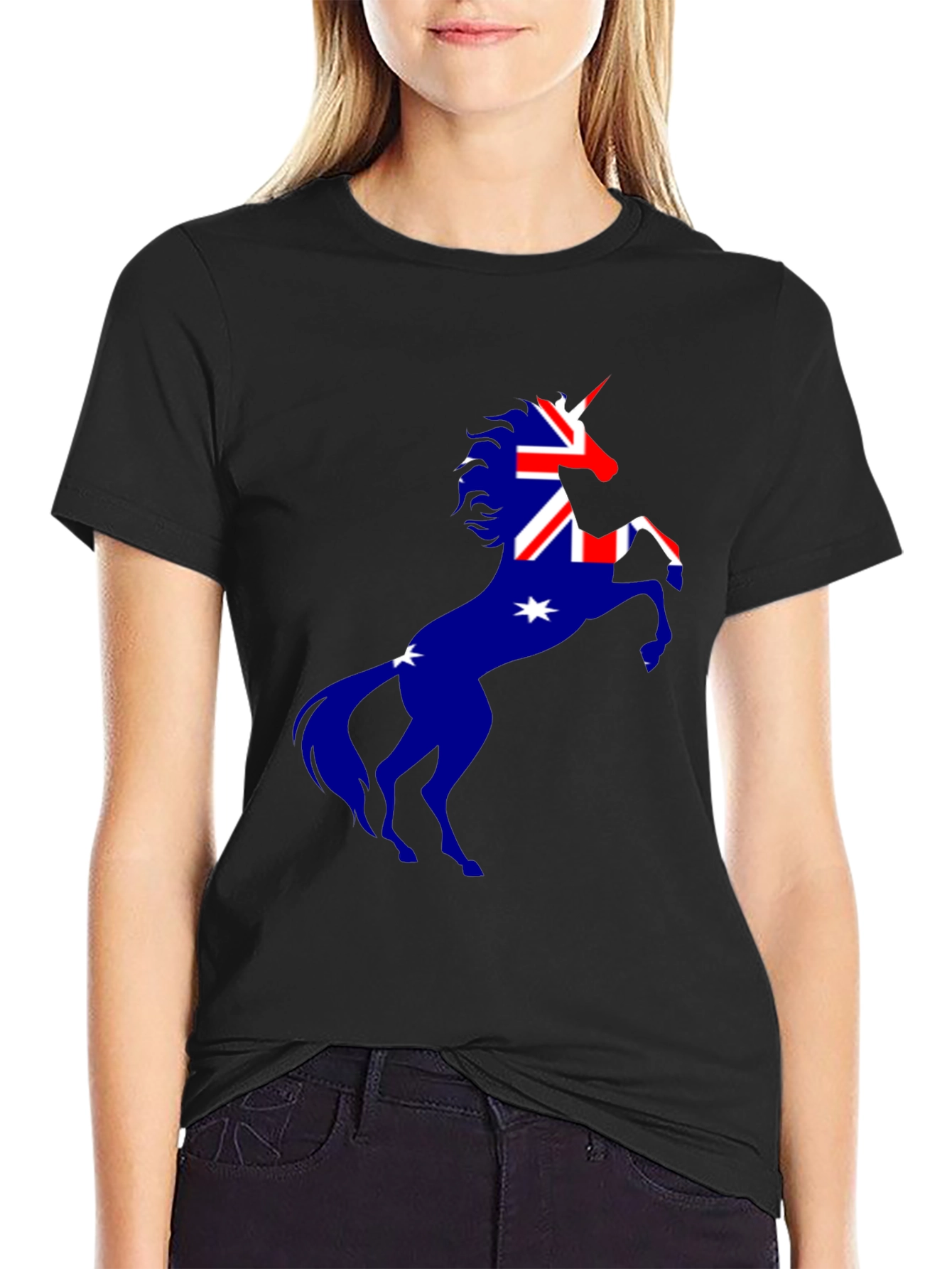 Australian Unicorn T-Shirt - Unisex Black Tee