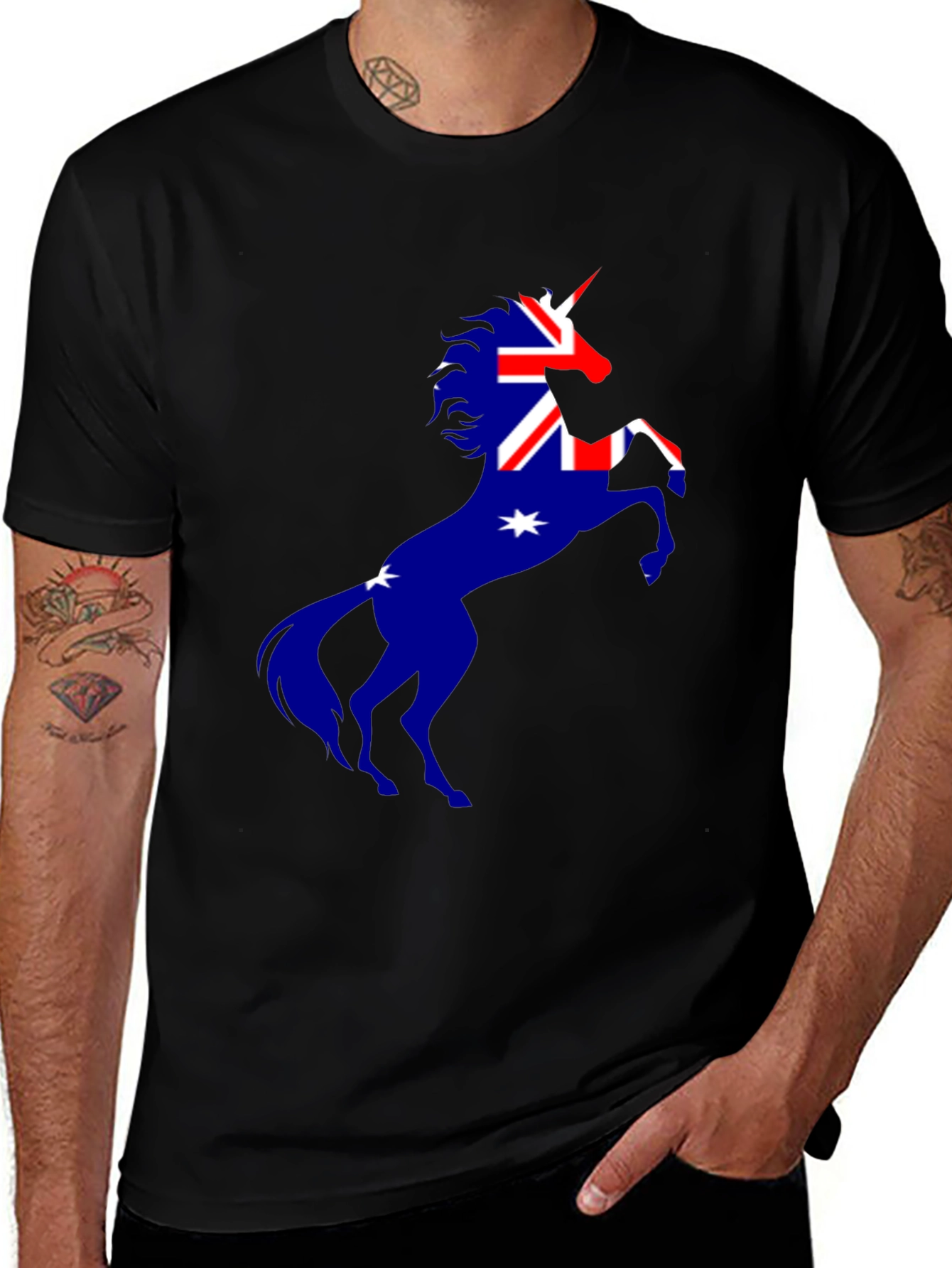 Australian Unicorn T-Shirt - Unisex Black Tee