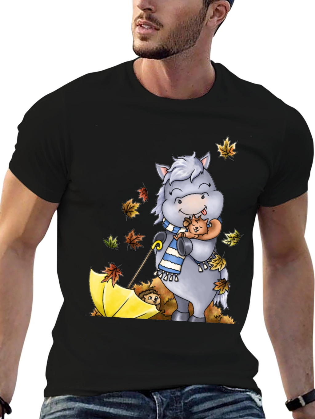 Cute Horse & Hedgehog Fall T-Shirt